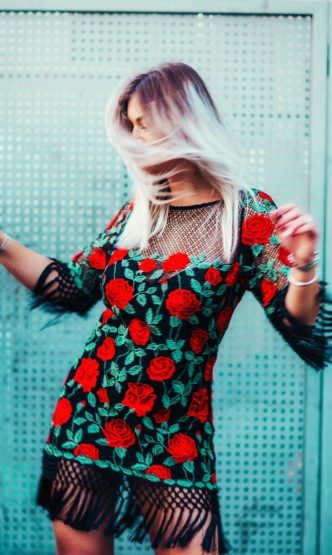 red and black floral frenzy dress 2