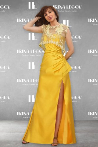 yellow long evening gowns